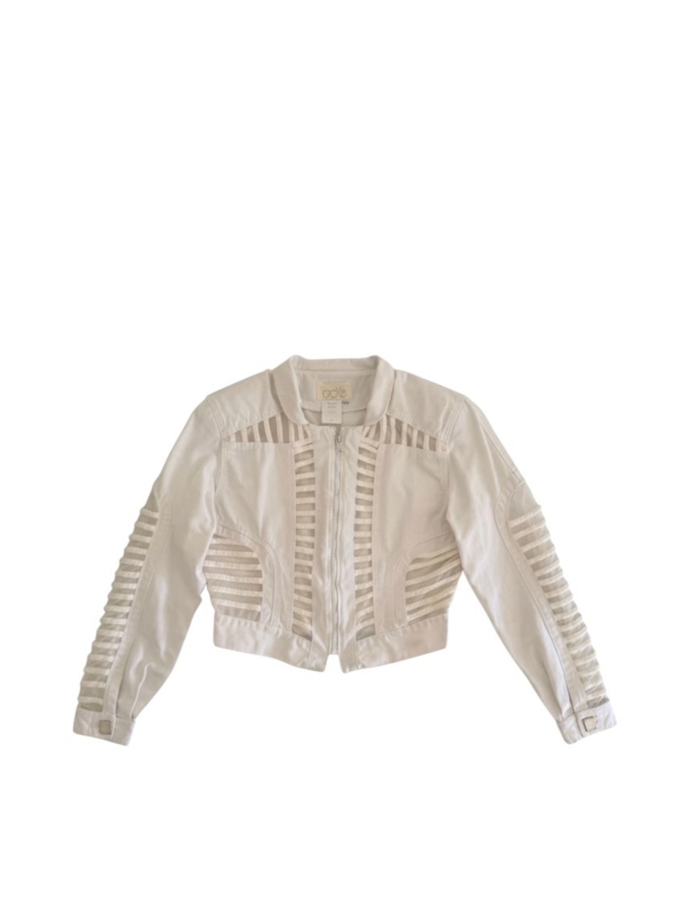 Vintage Cache White Sheer Cutout Cropped Jacket